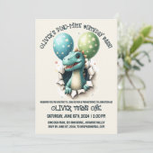 Dino-Mite Verjaardagsfeestje Kaart (Staand voorkant)