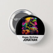 Dino-Mite verjaardagsfeestje Ronde Button 5,7 Cm (Voorkant /achterkant)