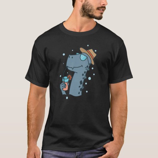 Dino on Vacation with Cocktail Dinosaur T-shirt (Voorkant)