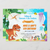 Dino onder de zee gezamenlijk feestje kaart (Voorkant / Achterkant)