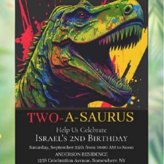 Dino Party 2ème anniversaire Invitation