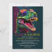 Dino Party 4th Dinosaur Birthday Uitnodiging (Voorkant)