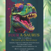Dino Party 4th Dinosaur Birthday Uitnodiging
