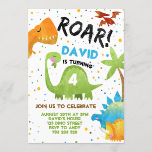 Dino Party Boy Dinosaur Oerwoud Verjaardag Kaart
