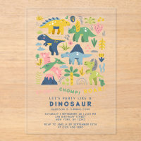 Dino Party Cute Modern Dinosaurs Vierde verjaardag