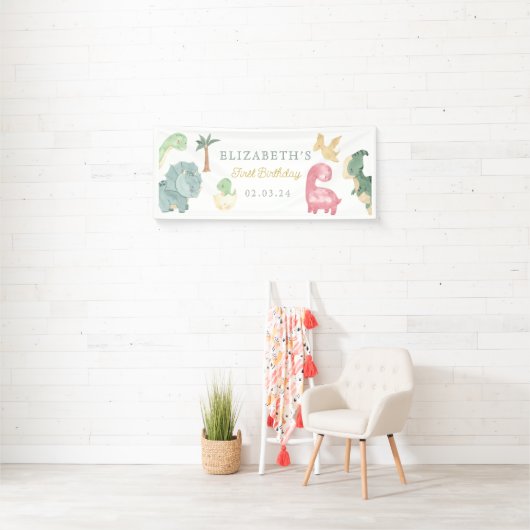 Dino Party Dino mite Verjaardag Welkom Spandoek (Insitu)