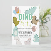 Dino Party Dinosaur Boy 1st Birthday Kaart (Staand voorkant)