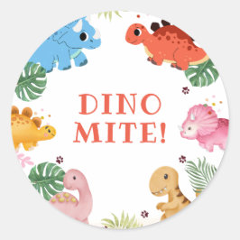 Dino Party Schattige Dinosaurus Verjaardagsfeest Ronde Sticker