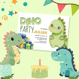 Dino Party Schattigee Dinosaurus Verjaardag Kaart