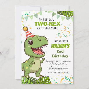 Dino Party Uitnodiging Tweede Verjaardag