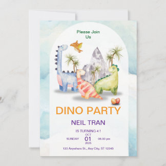 Dino Party verjaardagsuitnodiging –  Kinder Kaart