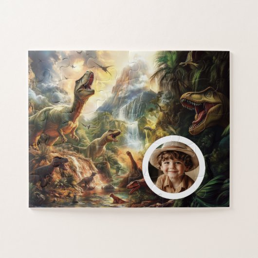 Dino Puzzle Customizable T-Rex Birthday (Horizontal)