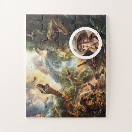Dino Puzzle Customizable T-Rex Birthday (Vertical)