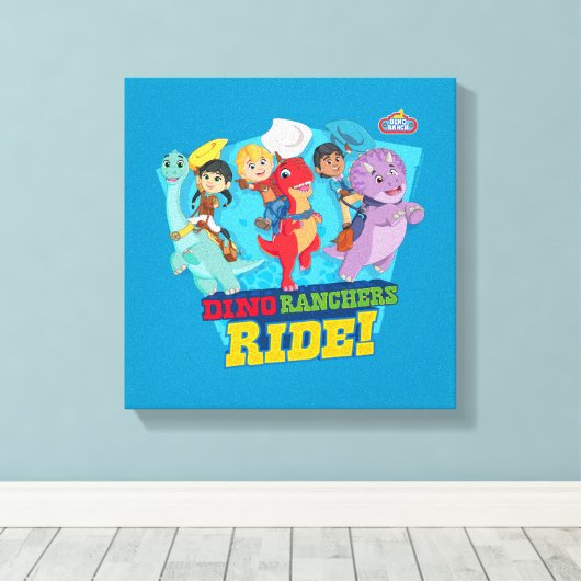 Dino Ranch | De ranchers rijden! Canvas Afdruk (Insitu (Houten vloer))