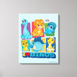 Dino Ranch   Leuke en kleurrijke dinosaurus Canvas Afdruk