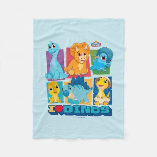 Dino Ranch | Leuke en kleurrijke dinosaurus Fleece Deken (Voorkant)