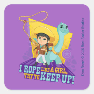 Dino Ranch   Min en Clover Vierkante Sticker