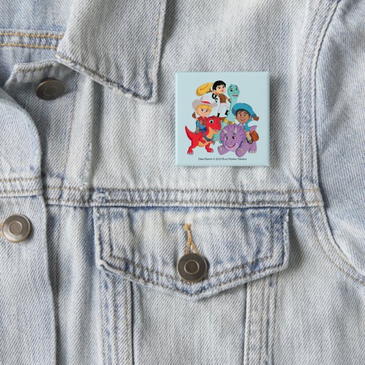 Dino Ranch Yee Haw! Vierkante Button 5,1 Cm (In situ)