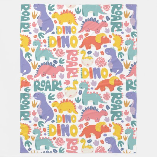 Dino Roar Fun Pattern Fleece Deken (Voorkant)