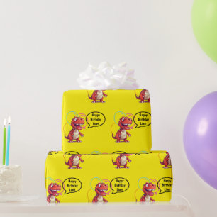Dino Roar op Yellow Gift Cadeaupapier