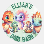 Dino Roar Verjaardag Ronde Sticker (Voorkant)