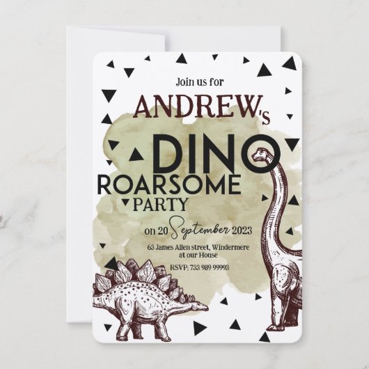 DINO ROARSOME Invitation de fête d'anniversaire (Devant)