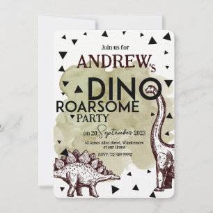 DINO ROARSOME uitnodiging voor verjaardagsfeestje