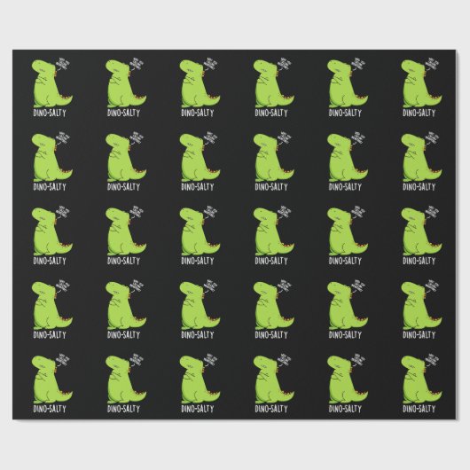 Dino-salty Funny Dinosaur Pun Dark BG Cadeaupapier (Vlak)