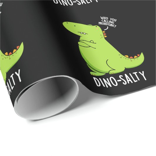 Dino-salty Funny Dinosaur Pun Dark BG Cadeaupapier (Rol Hoek)