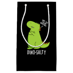 Dino-salty Grappige Dinosaurus Puns Donker BG Klein Cadeauzakje