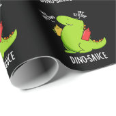 Dino-Sauce Grappige Dinosaurus Pun Donker BG Cadeaupapier (Rol Hoek)