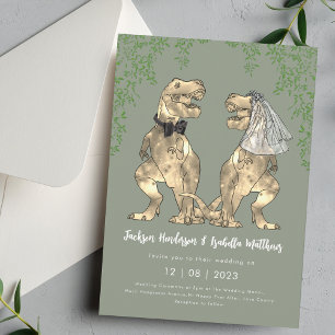 Dino-saurus T-Rex Bruid & Bruidegom Salie Groene T Kaart