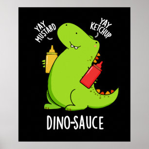 Dino-saus Grappige Dinosaurus Woordspeling Donkere Poster