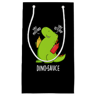 Dino-saus Mopshondige Dinosaur Pun Donkere BG Klein Cadeauzakje