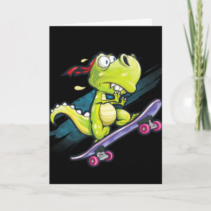 Dino Skateboard Shirt Jongens Skateboarden Kindere Kaart