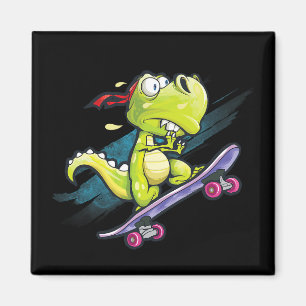Dino Skateboard Shirt Jongens Skateboarden Kindere Magneet