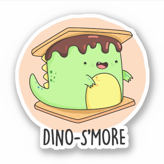 Dino-smore Funny Dinosaur Smore Pun Sticker (Voorkant)