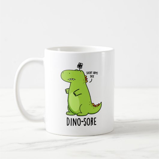 Dino-sore Funny Irritated Dinosaur Pun Koffiemok (Links)