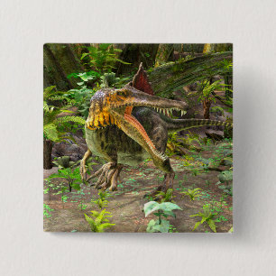 Dino Spinosaurus Vierkante Button 5,1 Cm