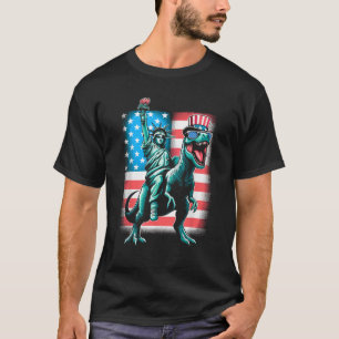 Dino standbeeld van vrijheid 4 juli jongens Amerik T-shirt
