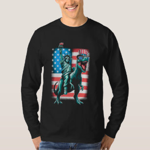 Dino standbeeld van vrijheid 4 juli jongens Amerik T-shirt