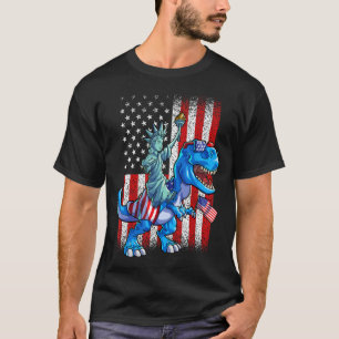 Dino standbeeld van vrijheid 4 juli Shirt jongens