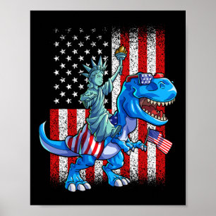Dino standbeeld van vrijheid 4 juli Shirt jongens  Poster