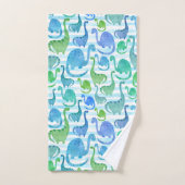 Dino Stripe Aquarelle Dinosaures Adorable (Serviette à main)