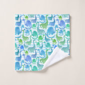 Dino Stripe Aquarelle Dinosaures Adorable (Gant de toilette)