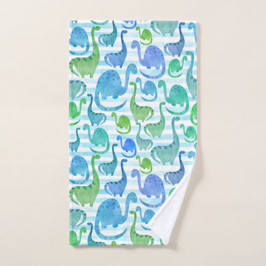 Dino Stripe Waterverf Dinosaurs Schattig Bad Handdoek (Handdoek)