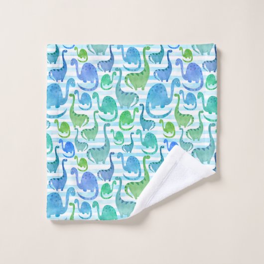 Dino Stripe Waterverf Dinosaurs Schattig Bad Handdoek (Wasdoekje)