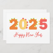 Dino style simple heureux nouvelle année cartes 20 (Devant / Derrière)