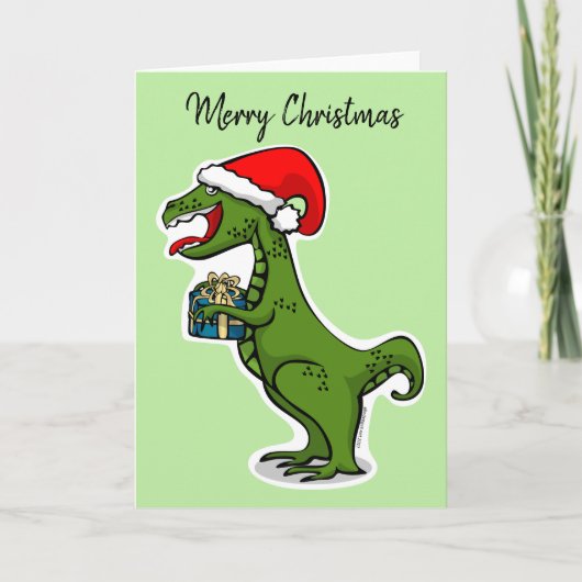 Dino T-rex Christmas Feestdagen Kaart (Voorkant)