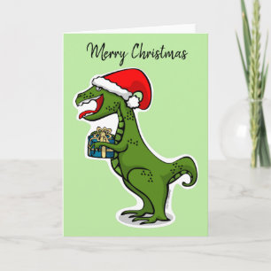 Dino T-rex Kerstmis Feestdagen Kaart